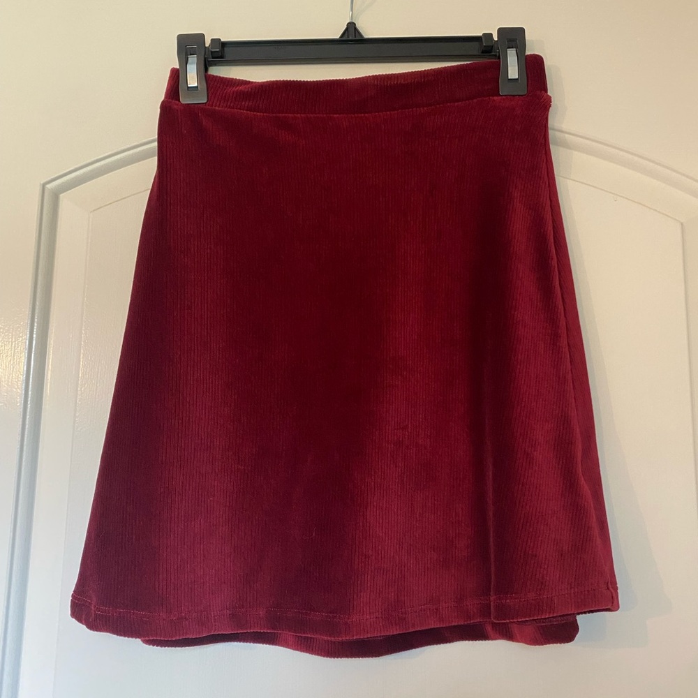 Altar'd State Rich Burgundy A-Line Skirt